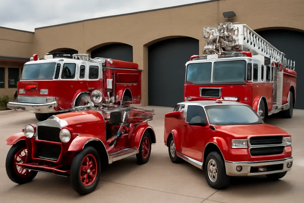 A collage illustrating vintage and modern American LaFrance fire engines, highlighting their historical significance and contemporary technology.