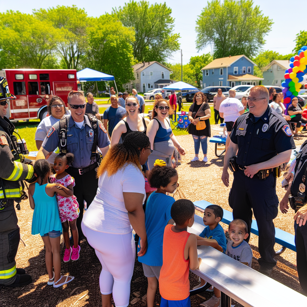 First responders engaging with the community during an appreciation event.