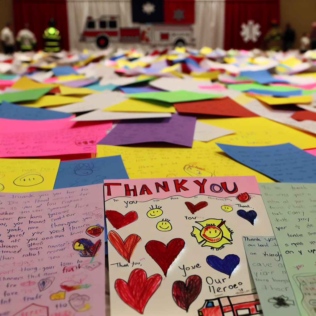 Handwritten Notes from Children Thanking First Responders