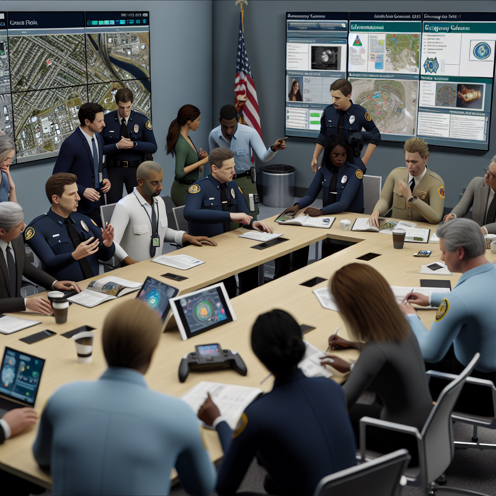 Multi-agency meeting during an emergency