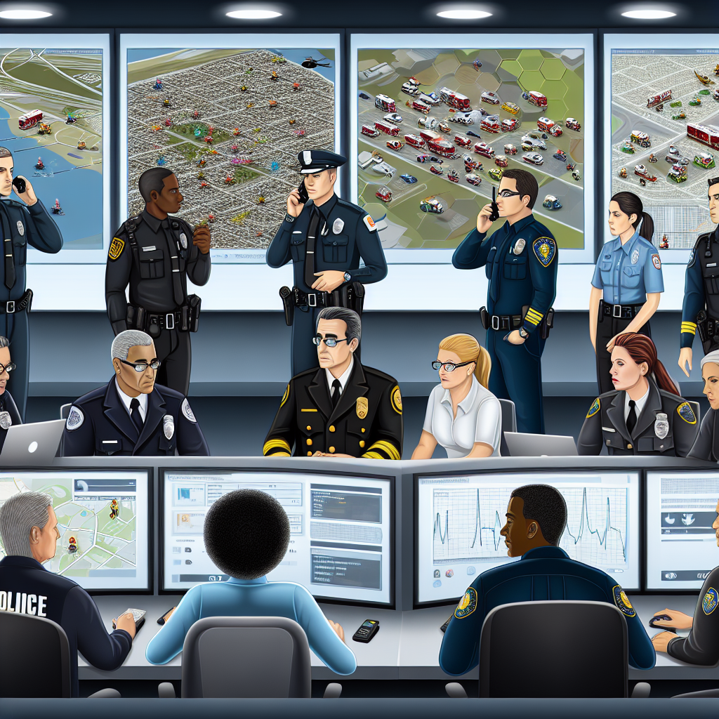 Visual representation of effective crisis communication among various agencies during an emergency situation.