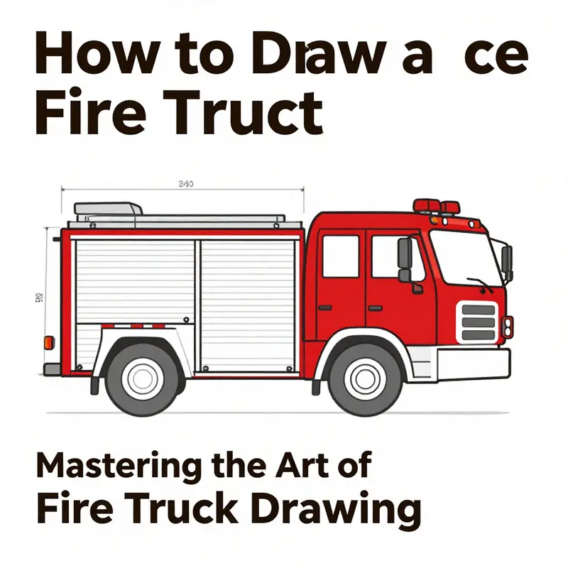 Start your drawing journey with fundamental shapes to outline the fire truck.