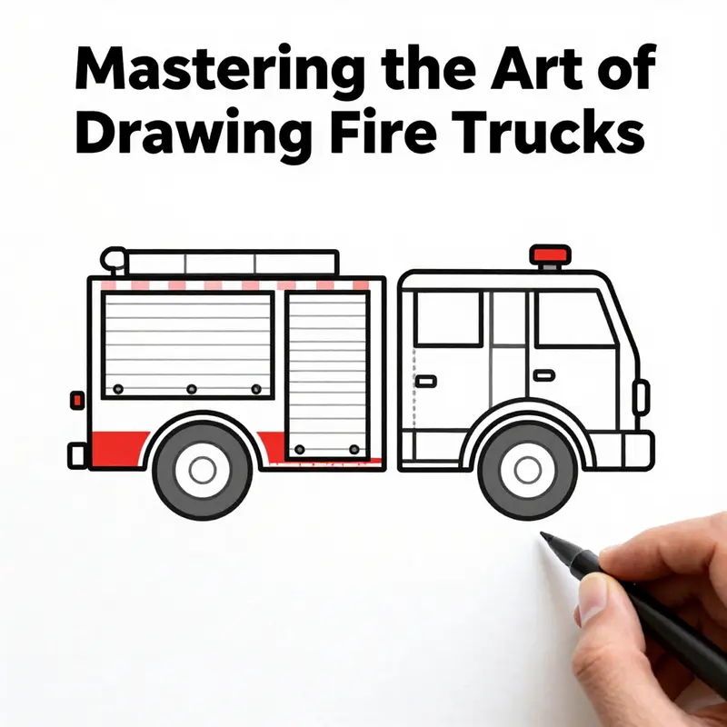 Fundamental shapes to get you started with your fire truck drawing.