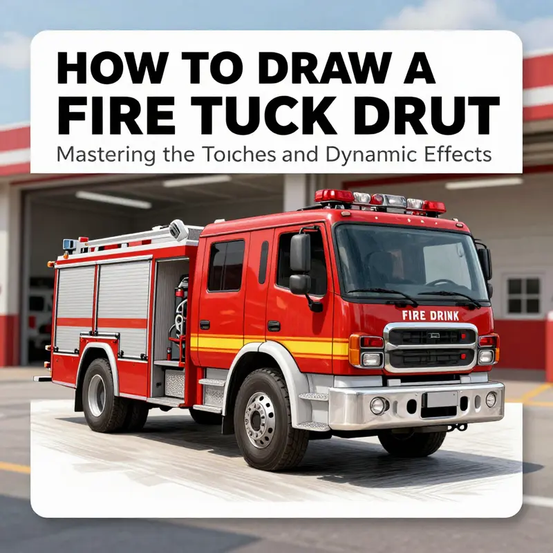 Start your drawing journey with fundamental shapes to outline the fire truck.