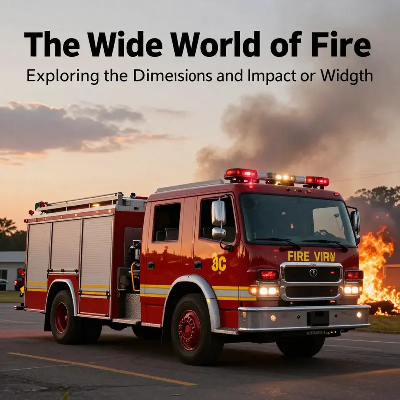 A fire truck responding to an emergency at sunset with flames in the background.