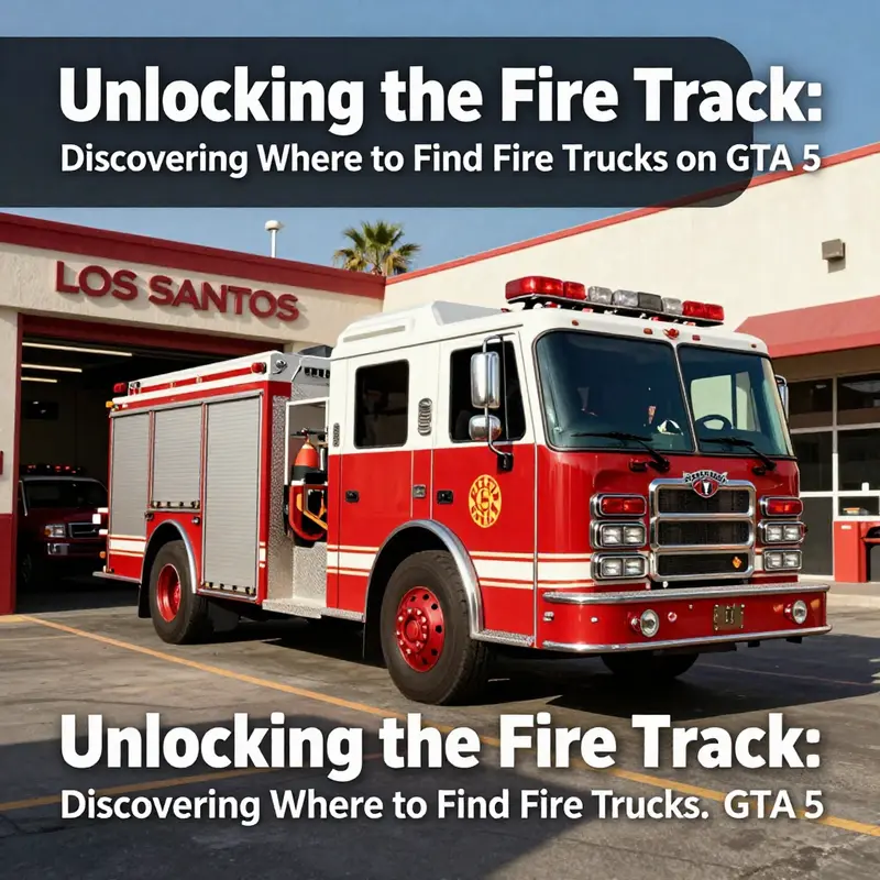 A fire truck stationed outside a Los Santos fire station, ready for action.