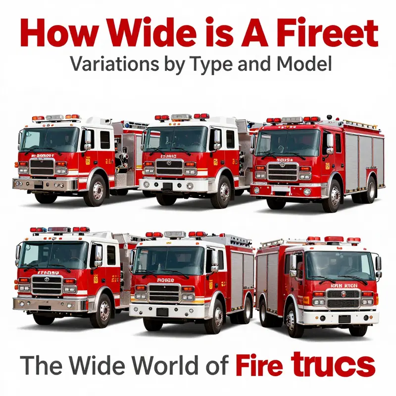 Standard dimensions of a fire truck highlighted in a real-world context.