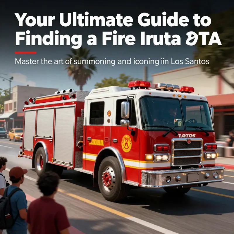 A fire truck driving through the streets of Los Santos in GTA 5.