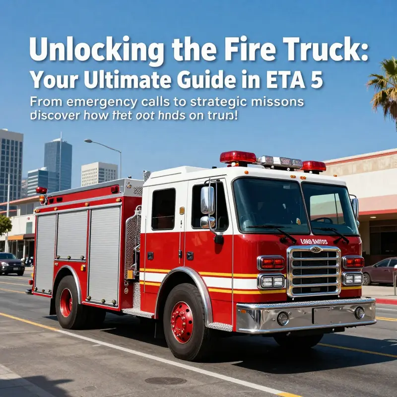 Fire truck driving through the urban landscape of Los Santos in GTA 5.