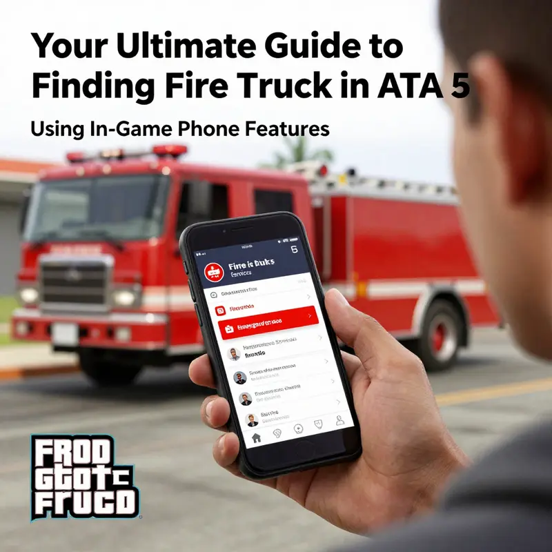 Using the in-game phone to summon a fire truck in GTA 5.