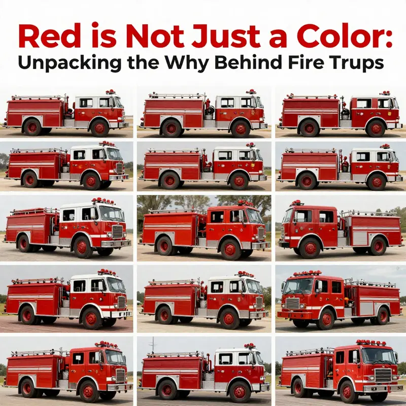 A lighthearted representation of the various jokes surrounding why fire trucks are red.