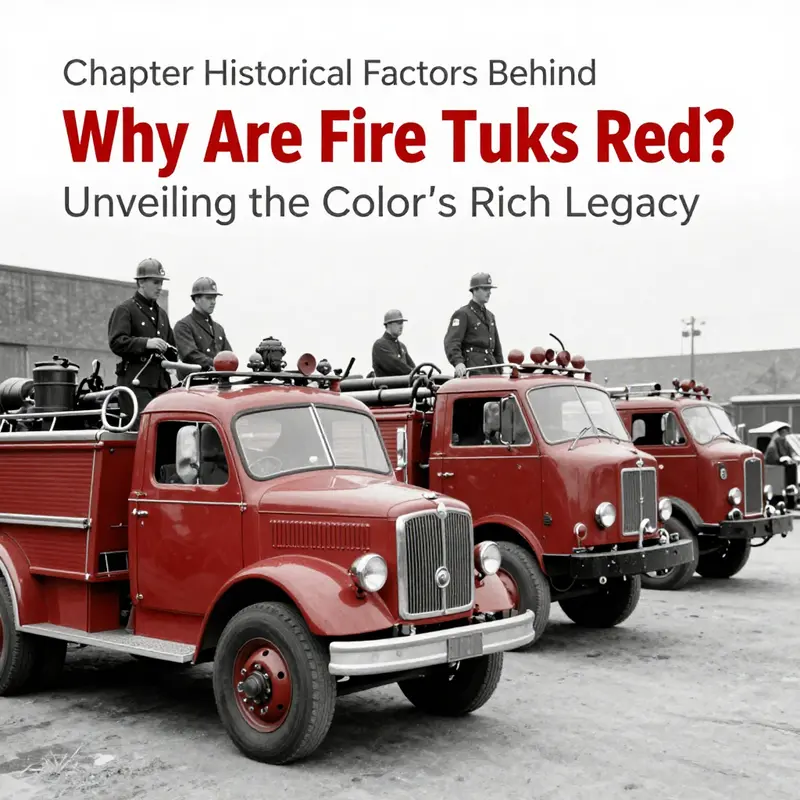 Historical view of fire trucks with their distinctive red paint, reflecting tradition and early firefighting practices.