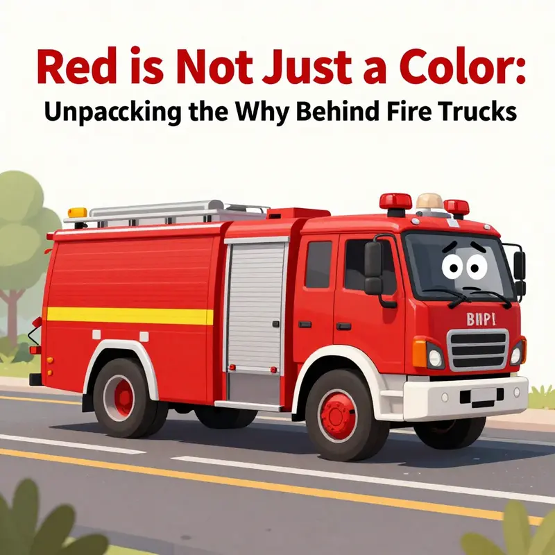 A lighthearted representation of the various jokes surrounding why fire trucks are red.
