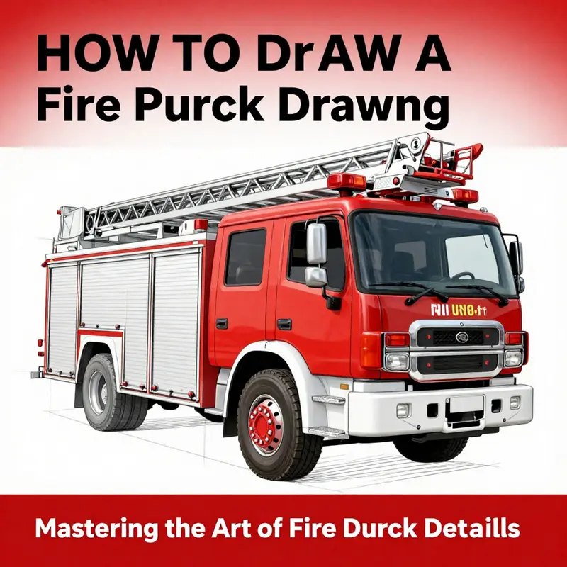 Start your drawing journey with fundamental shapes to outline the fire truck.
