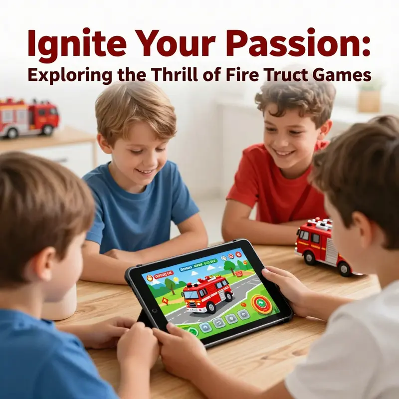 A visual overview of the diverse range of fire truck games available, showcasing the variety in style and purpose.