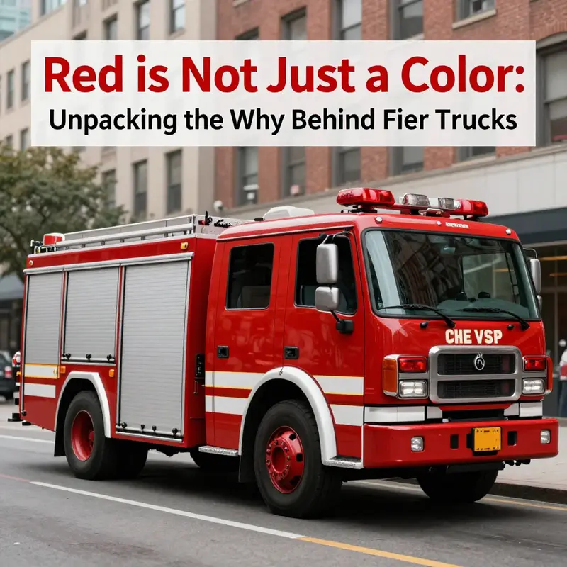 A lighthearted representation of the various jokes surrounding why fire trucks are red.