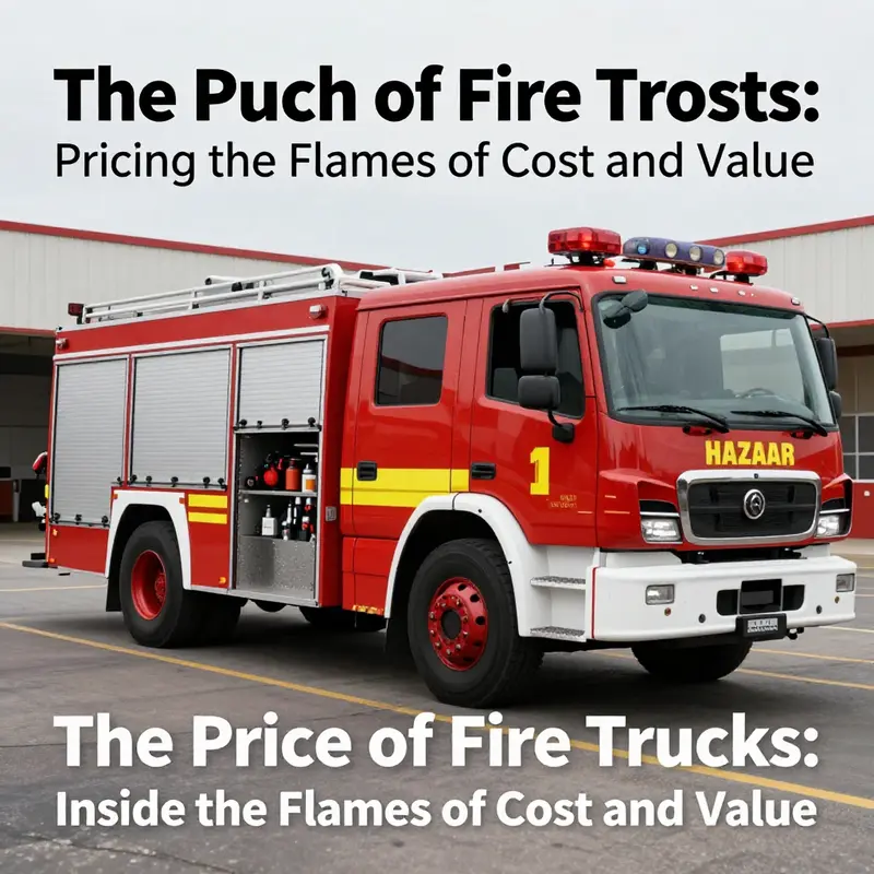 An array of fire trucks highlighting various standard models: pumper and ladder trucks.