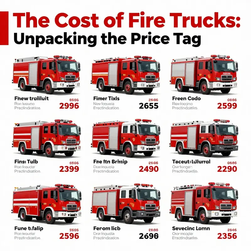 A visual breakdown of fire truck types with corresponding price ranges.