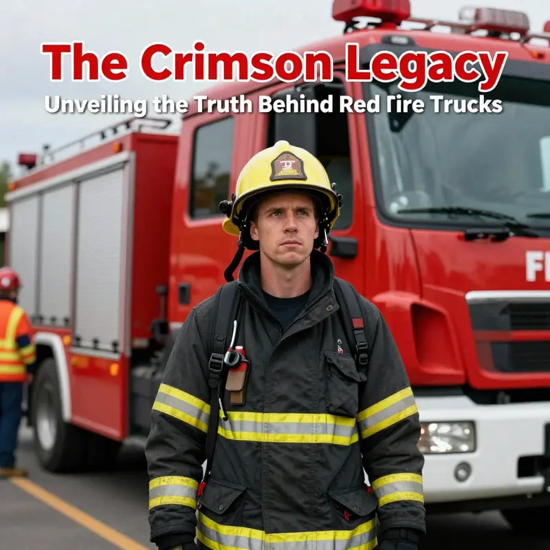 An early 20th-century fire truck showcasing the transition to red vehicles amidst vintage automobiles.