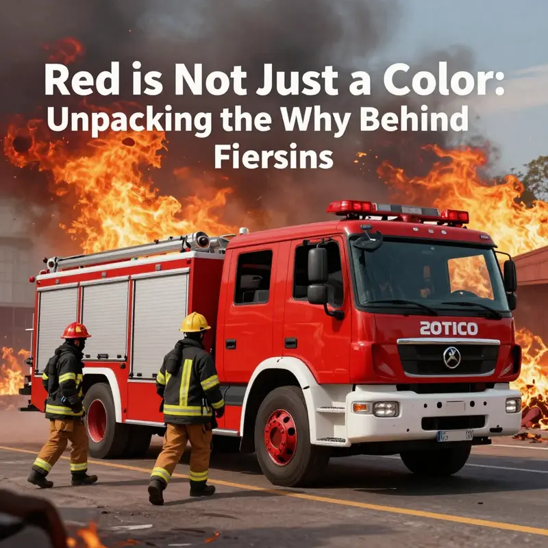 A lighthearted representation of the various jokes surrounding why fire trucks are red.