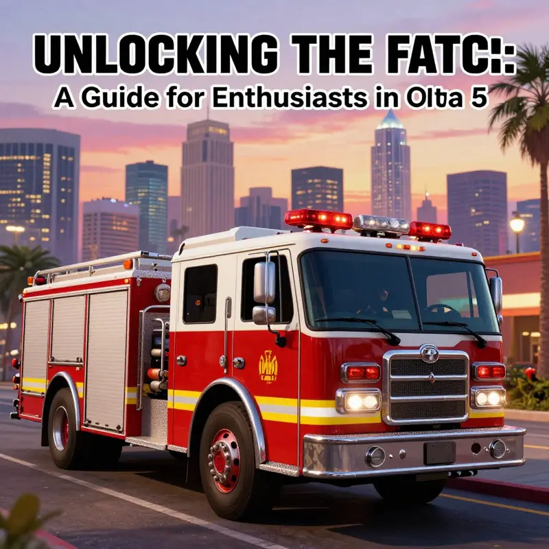 A cinematic view of a fire truck set against the backdrop of Los Santos, highlighting the spirit of firefighting in gaming.