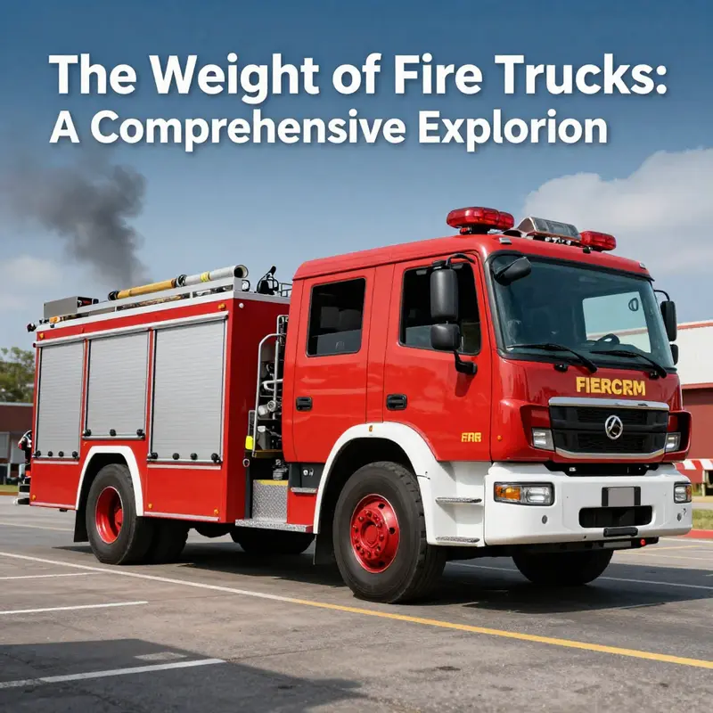 A diverse lineup of fire trucks illustrating their different types and respective weights.