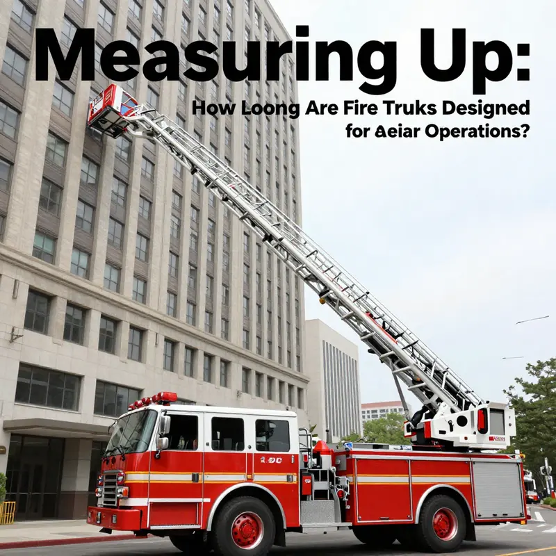 A pumper fire truck in action in an urban setting showcases its critical dimensions for urban firefighting.