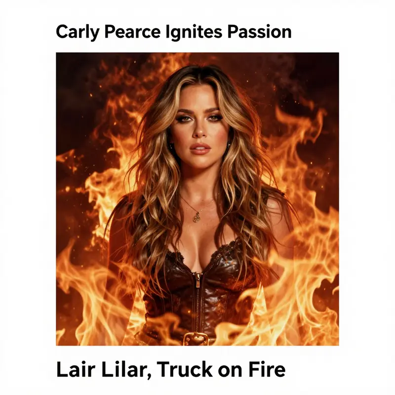A compelling album cover featuring fiery imagery and Carly Pearce's name, encapsulating the essence of her music.