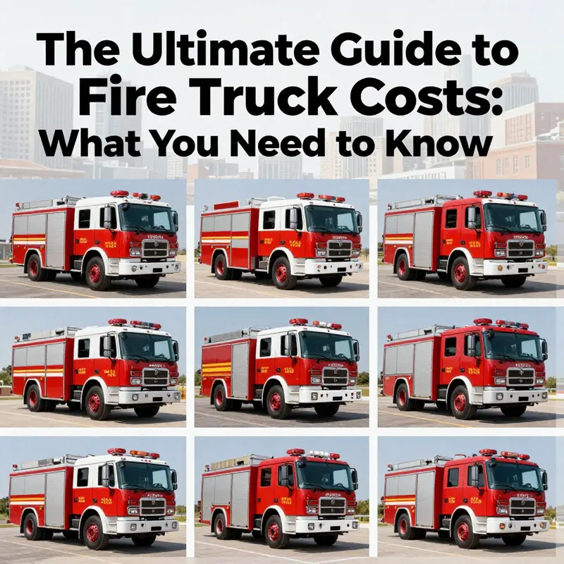 An assortment of fire trucks illustrating the varying costs based on size and specifications.