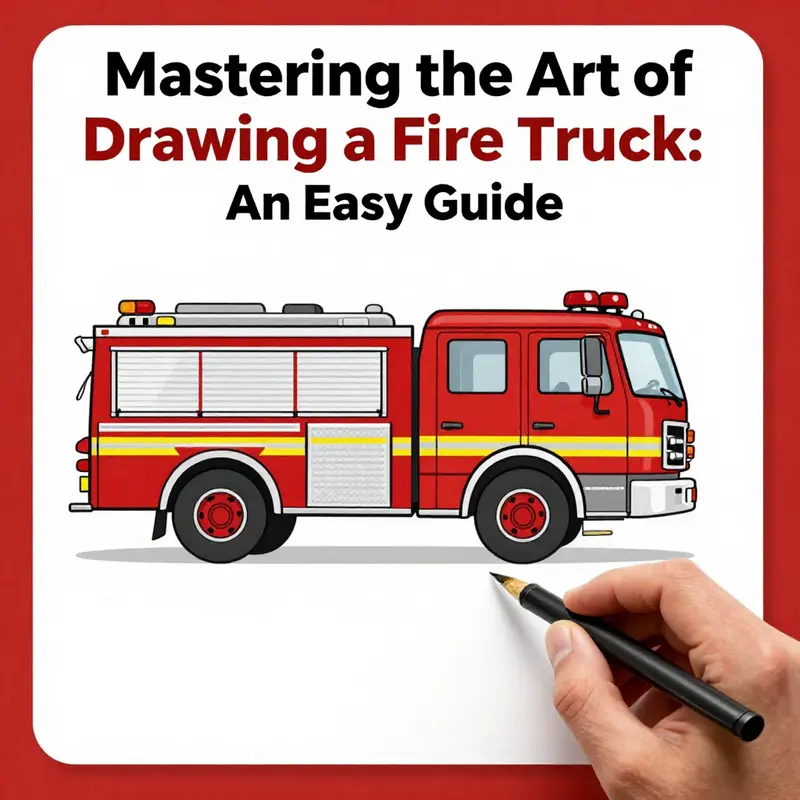 Follow these easy steps to draw a fire truck, from simple shapes to detailed features.