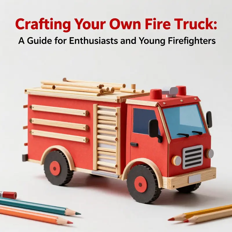 An engaging setup for creating a simple fire truck model with everyday materials.