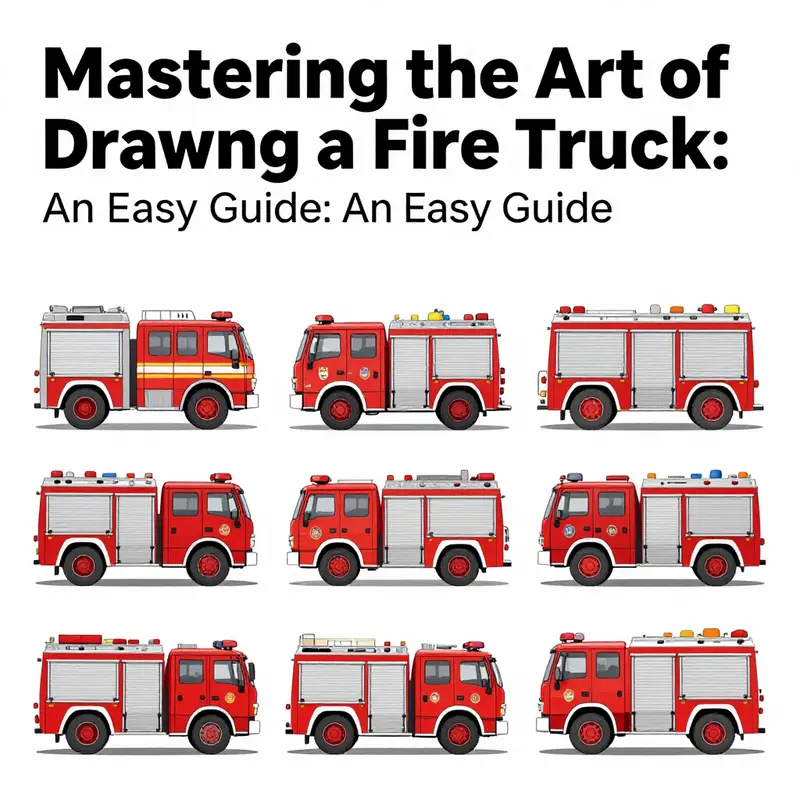 Follow these easy steps to draw a fire truck, from simple shapes to detailed features.