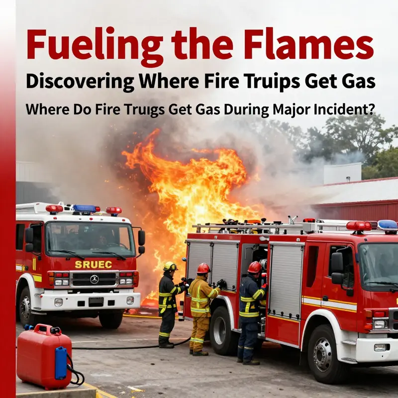 A fire truck is refueled at a designated station, showcasing the fueling infrastructure that supports firefighters.