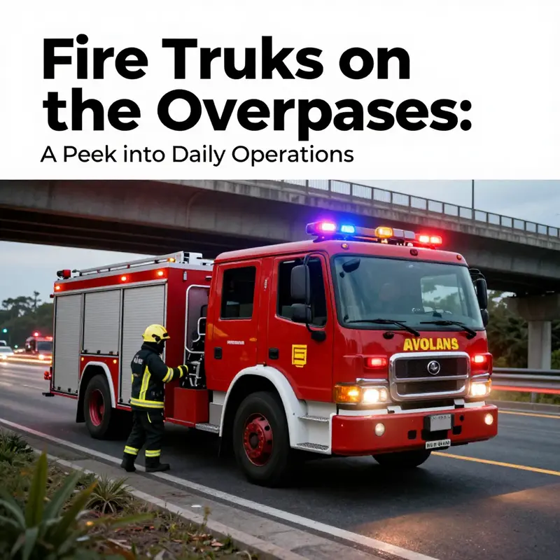 A fire truck on an overpass during a routine deployment, ensuring community safety.