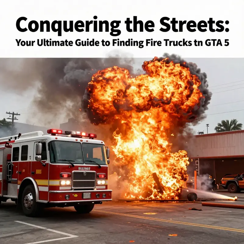 Fire Station in Los Santos showcasing a fire truck and firefighters ready for duty.