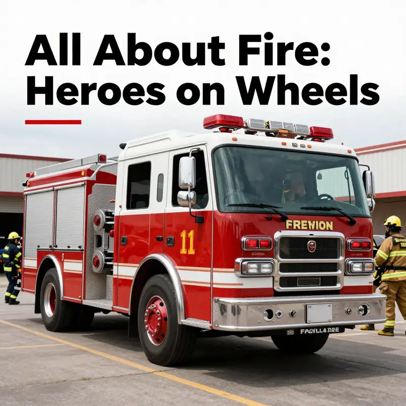 A majestic fire truck on display, with firefighters, symbolizing their bravery and readiness to respond to emergencies.