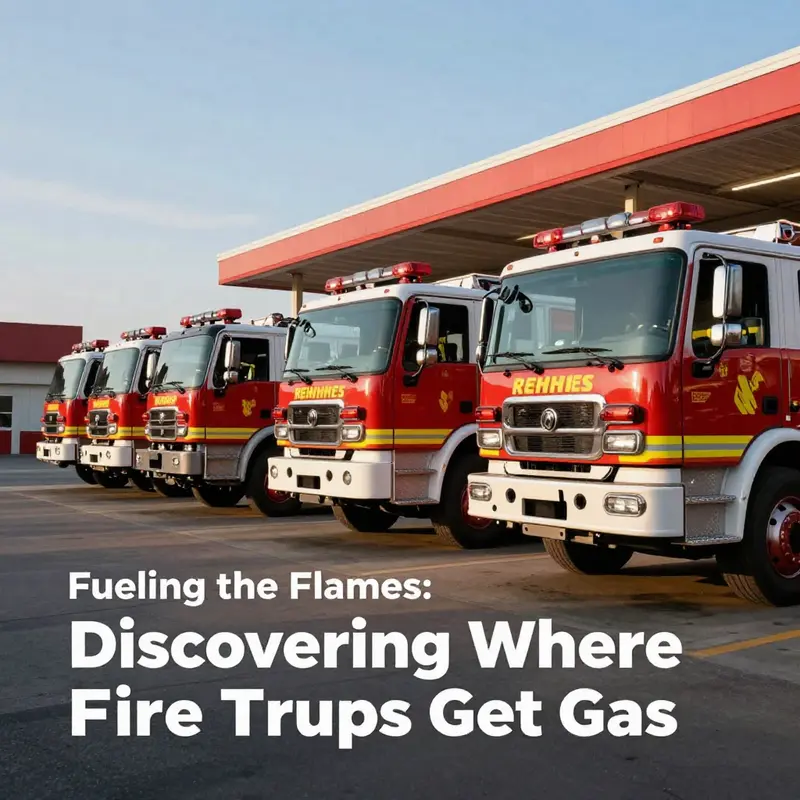 A lineup of fire trucks at a station, ready for deployment with the sun rising in the background.