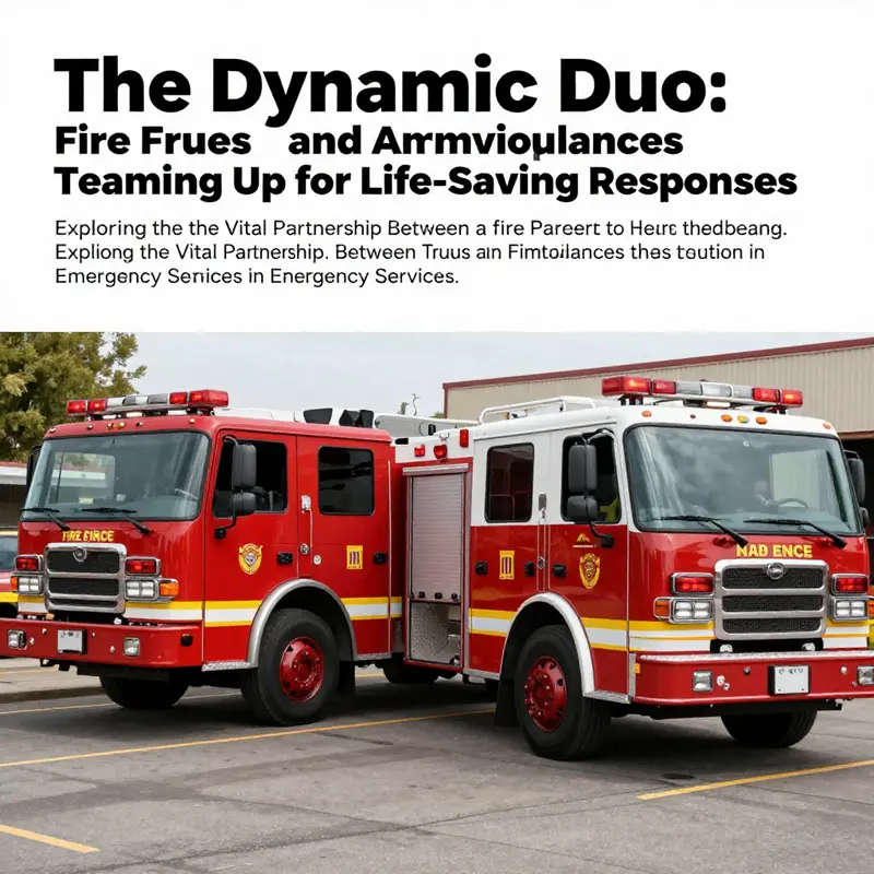 A fire truck and ambulance parked during an emergency drill, highlighting the collaboration in public safety efforts.