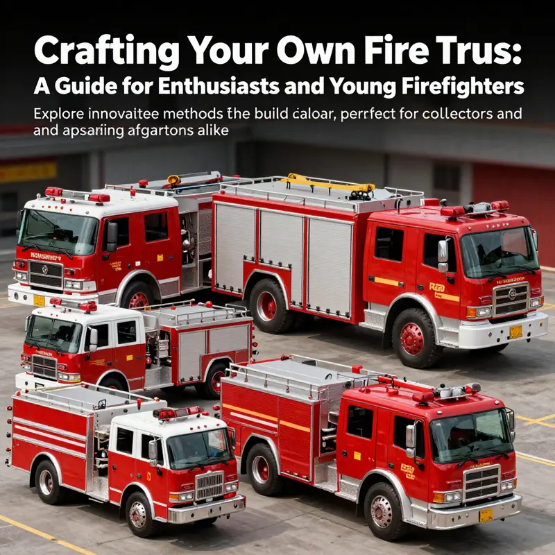 A display of different fire truck models showcasing various designs and colors.
