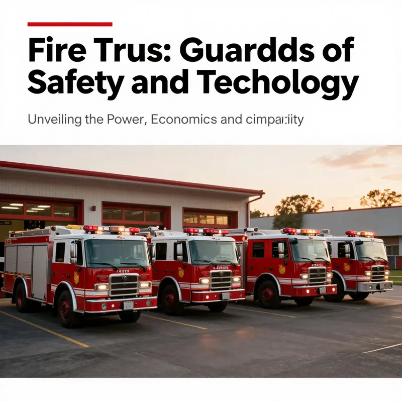 A lineup of fire trucks at sunset, symbolizing their preparedness for emergencies.