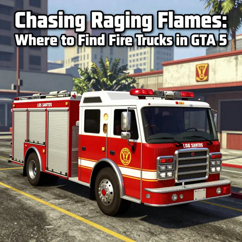 Fire truck parked at the Los Santos Fire Department, a prime location for players.