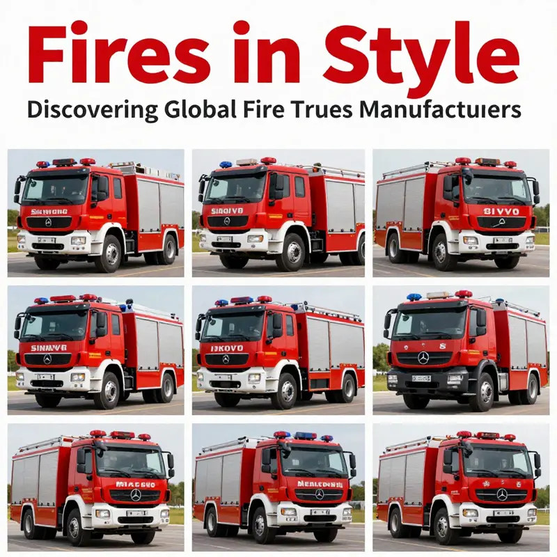 A collection showcasing multiple fire truck models from top manufacturers responding to emergencies.
