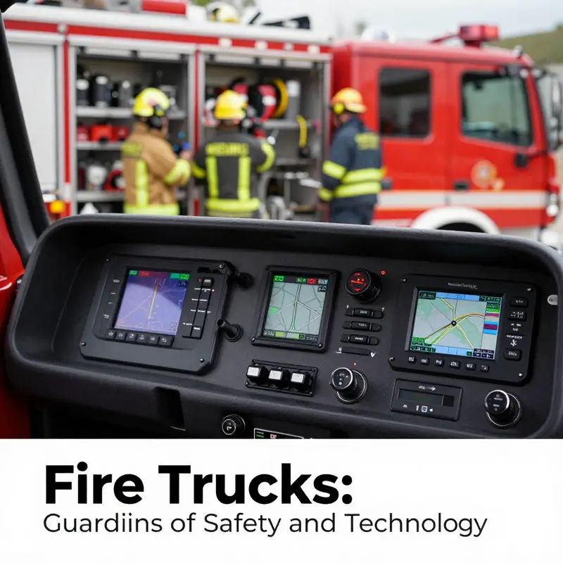 A high-tech fire truck dashboard with advanced firefighting technology.