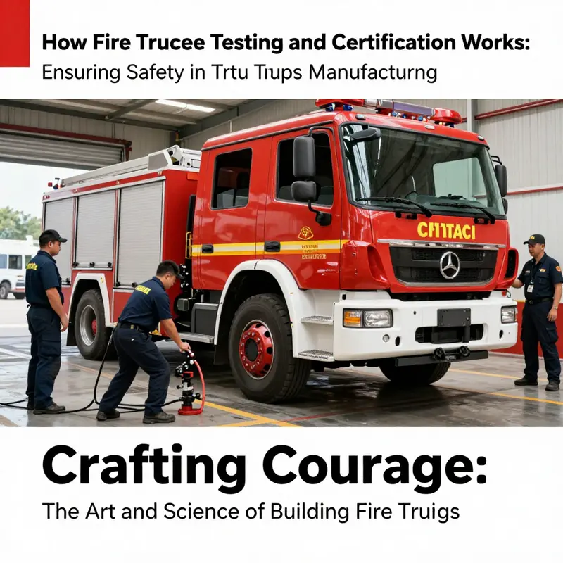 Engineers meticulously assembly a fire truck, showcasing high-tech manufacturing processes.