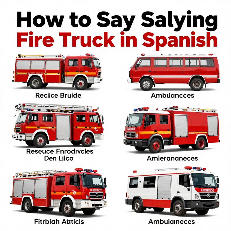 Various expressions that mean fire truck in Spanish.