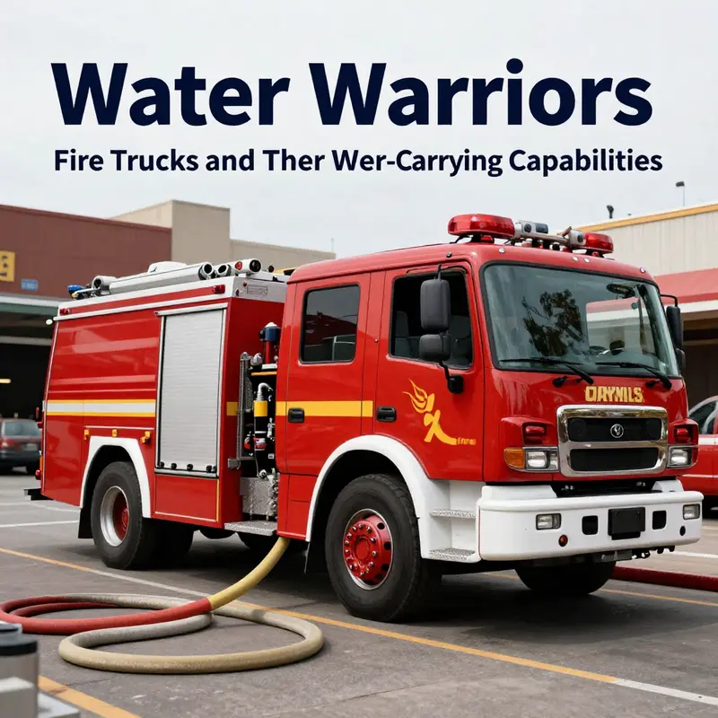 A fire truck positioned at a fire scene, equipped with essential water-carrying elements.