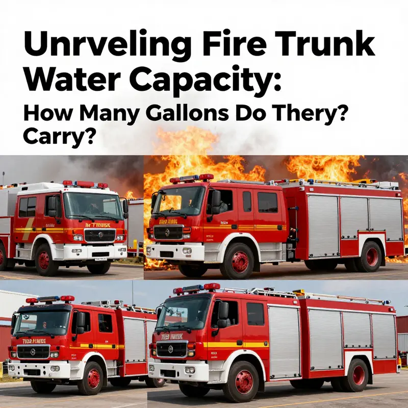 Collage of small, standard, and large fire trucks with water capacity emphasis.