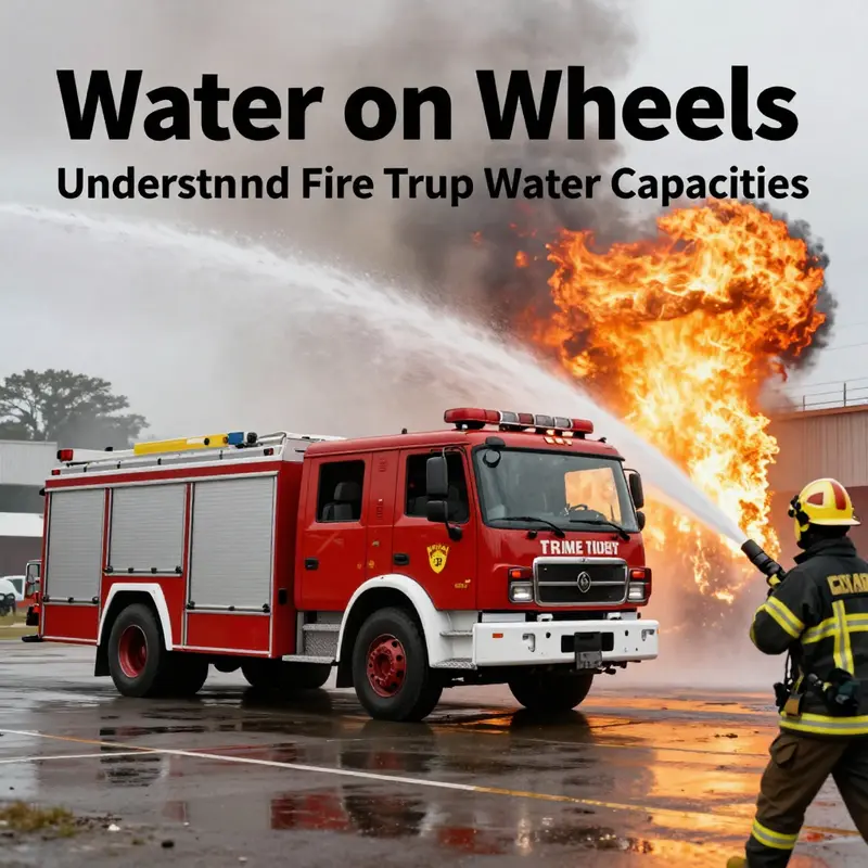 Fire truck spraying water on a fire with firefighters in action.