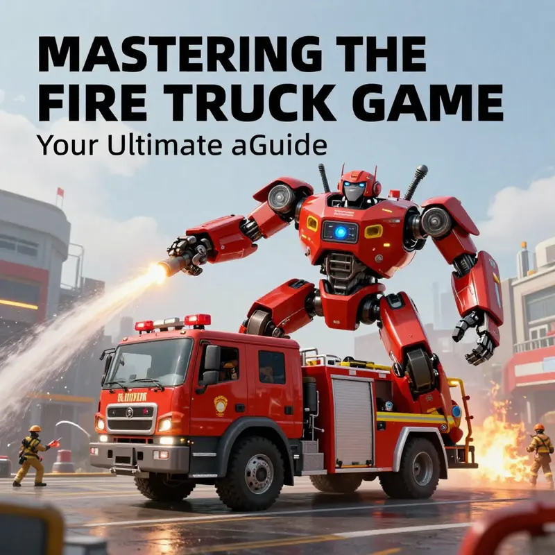 An illustration depicting the main gameplay elements of fire truck games.