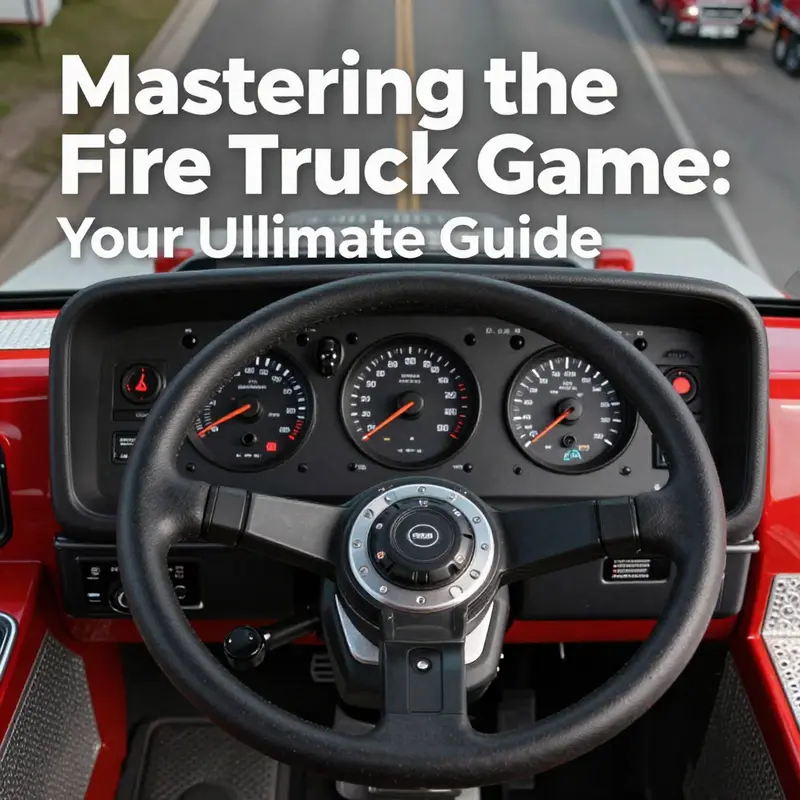 An illustration depicting the main gameplay elements of fire truck games.